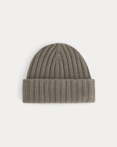 Image | Chunky Ribbed Beanie | Taupe Melange
