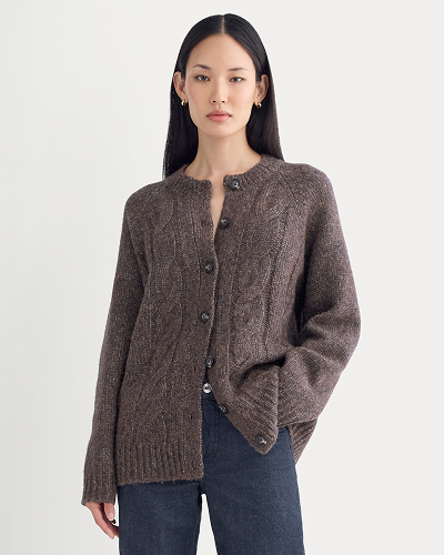 Image | Cloud Cable Cardigan | Heathered Burgundy