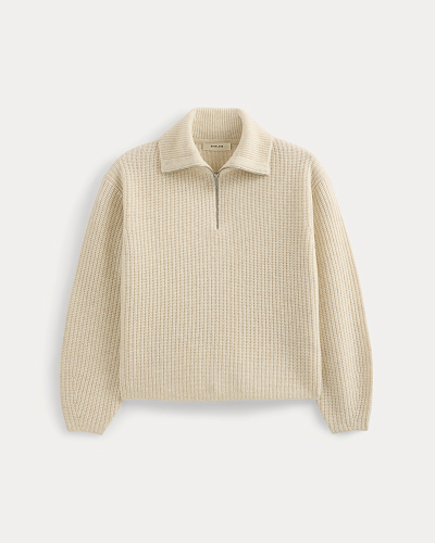 Image | The Half-Zip Sweater in Luxe Merino | Heathered Oat 