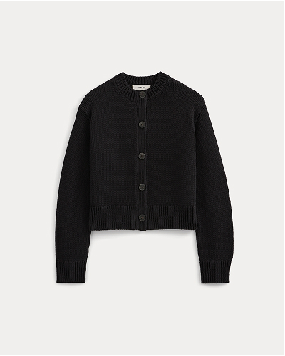 Image | Open-Knit Cardigan Crew in Elevated Cotton | Black