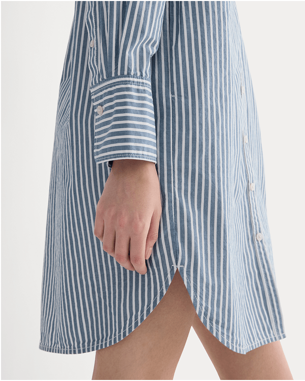 Image | The Relaxed Shirt Dress in Ultrasoft Cotton | Bone / Mazarine Blue 