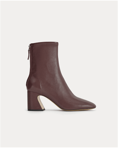 Image | Leather Curved-Heel Boot | Burgundy