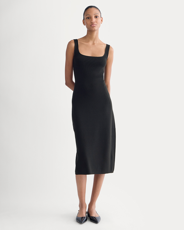 Image | Knit Square-Neck Midi Dress | Black