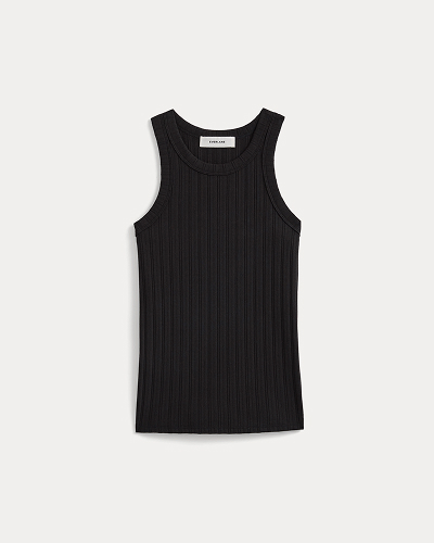 Image | Racerback Tank in Pointelle | Black