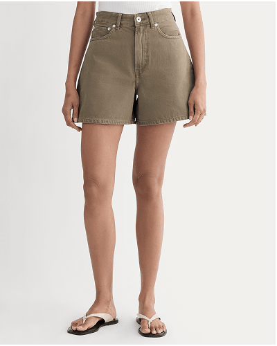 Image | The A-Line Denim Short | Non-Stretch | Garment-Dyed Chocolate