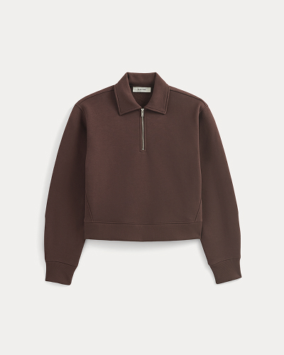 Image | Luxe Fleece Zip Polo | Dark Chocolate