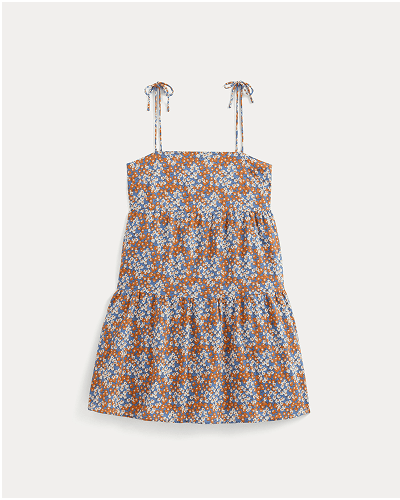 [Image]The Gauze Mini Tiered Dress | Soft Cobalt Floral