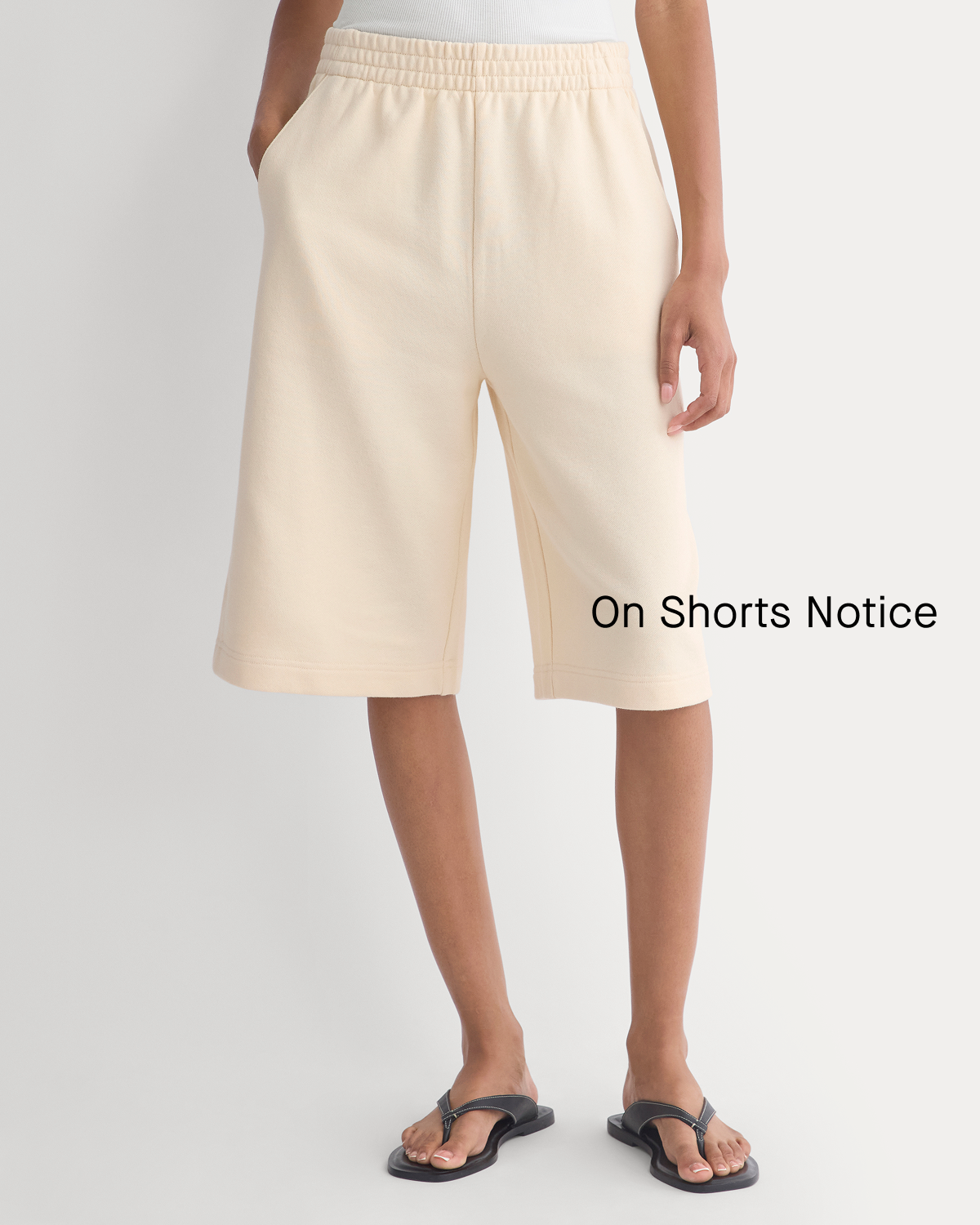 Image | On Shorts Notice | Model | Lightweight Terry Long Shorts | Parchment