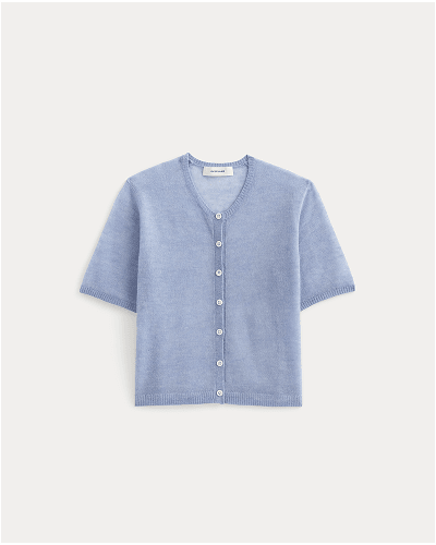 Image | The Air Alpaca™ Short-Sleeve Cardigan | Soft Blue