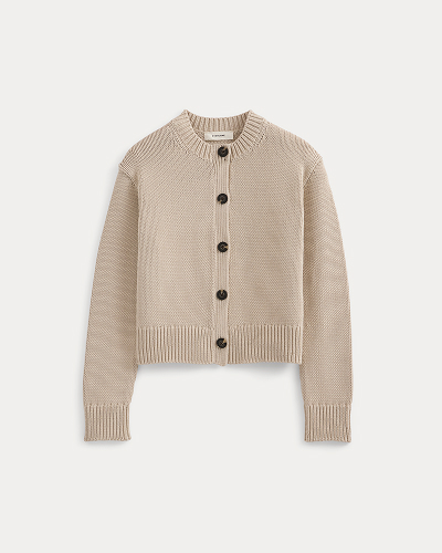 Image | Open-Knit Cardigan Crew in Elevated Cotton | Peyote