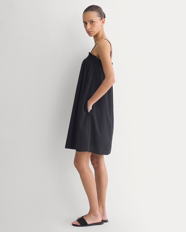 Image | Gauze Smocked Dress | Black