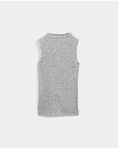 Image | The Luxe Rib Funnel-Neck Tank | Classic Heather Grey