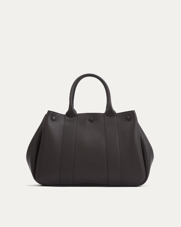 Image | Leather Boxy Tote | Chocolate Pebble Leather