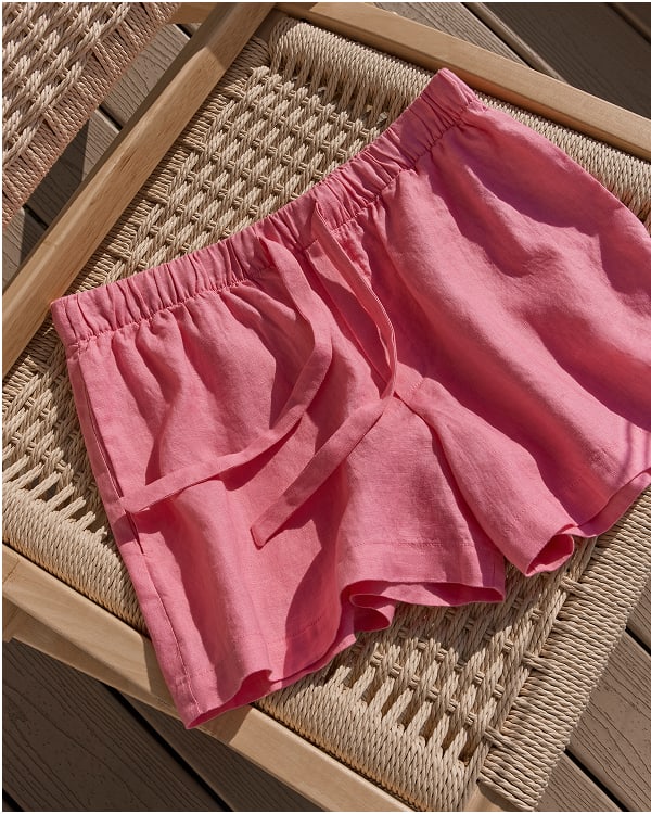 [Image]The Drawstring Boxer Short in Linen | Deep Pink