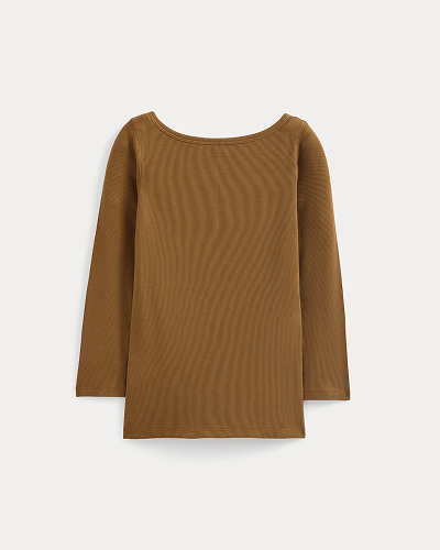 Image | Luxe Rib 3/4 Sleeve Boatneck Tee | Toffee