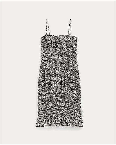 [Image]The Smocked Column Dress | Bone / Black Floral