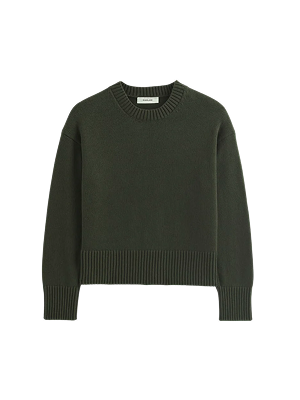 Image | The Boxy Sweater in Everyday Cotton | Dark Green