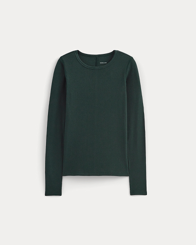Image | The Luxe Rib Long-Sleeve Crew | Heathered Dark Sea