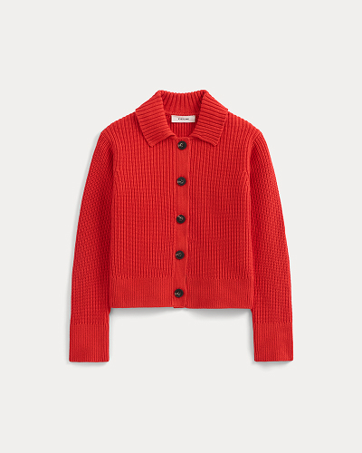 Image | Shrunken Cardigan in Everyday Cotton | Fiery Red