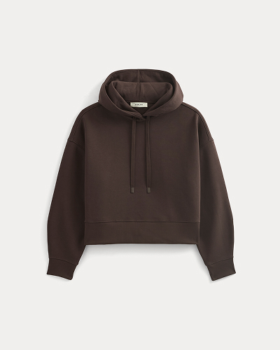 Image | Cropped Luxe Fleece Hoodie | Dark Chocolate