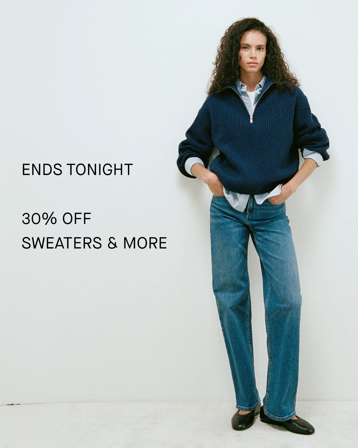 Image | Limited-Time Event | 30% Off Better-For-You Styles | Model wearing The Boxy Sweater in Everyday Cotton in Heathered Charcoal  