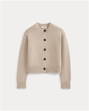 Image | Shrunken Crew Cardigan in Elevated Cotton | Peyote