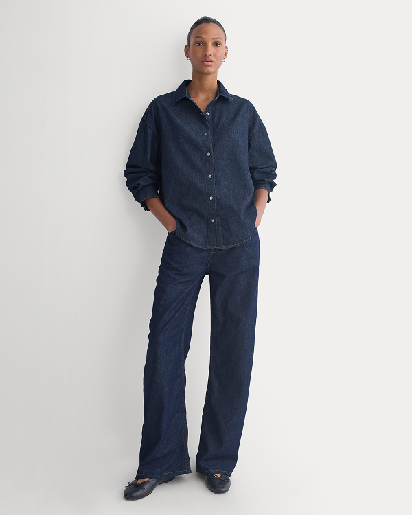 Image | Everlane x Elena Bonvicini Crescent Barrel Jean | Deep Bay Indigo
