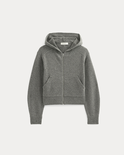 Image | Full Zip Hoodie in Wool Cashmere | Heather Charcoal