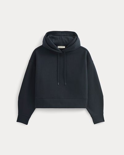 Image | Cropped Luxe Fleece Hoodie | Navy