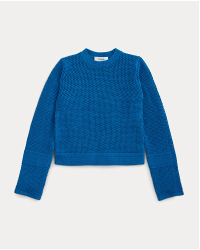 Image | Open Knit Long-Sleeve Crew in Everyday Cotton | Imperial Blue