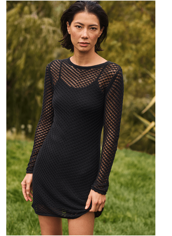 [Image]The Lace Knit Mini Dress | Black