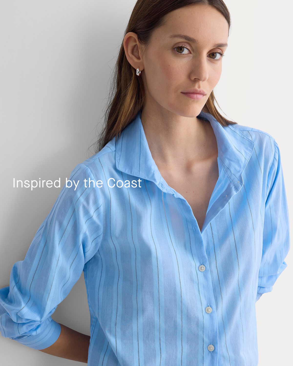Image | Inspired by the Coast | Model | Textured Mini Collar Shirt | Open Air