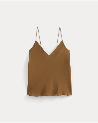 Image | The Tie Back Cami in Washable Silk | Toffee