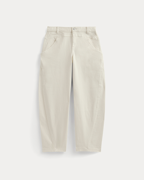 Image | Twill Yoke Barrel Pant | Bone