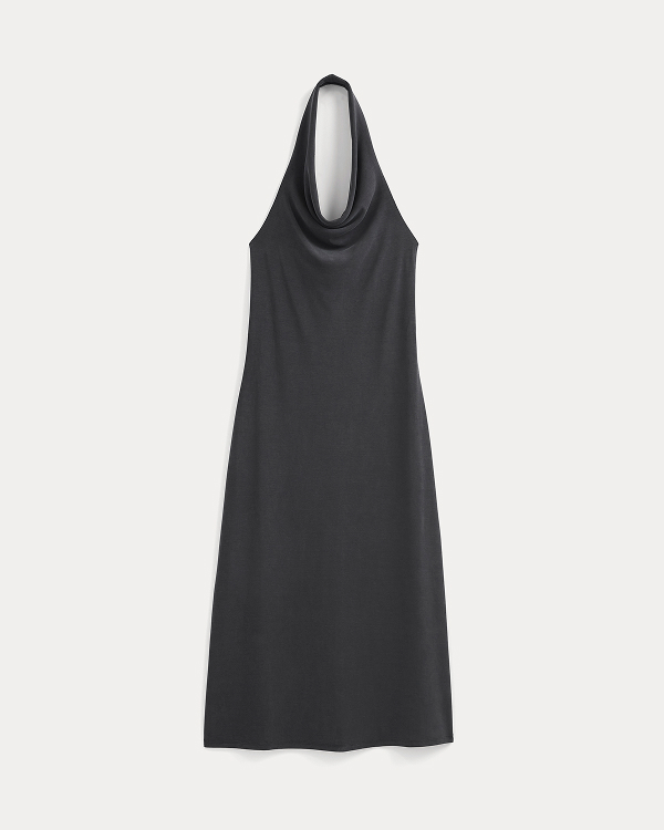 Image | Cowlneck Halter Dress in Butterknit | Black