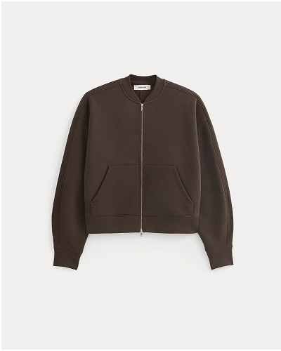 Image | The Fleece Bomber Jacket | Dark Chocolate
