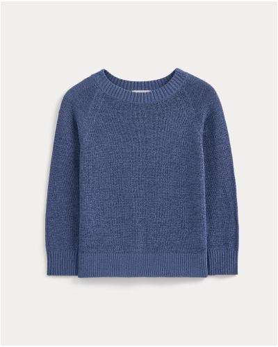 Image | Wide-Neck Crew Sweater in Tape Yarn | Blue Dusk