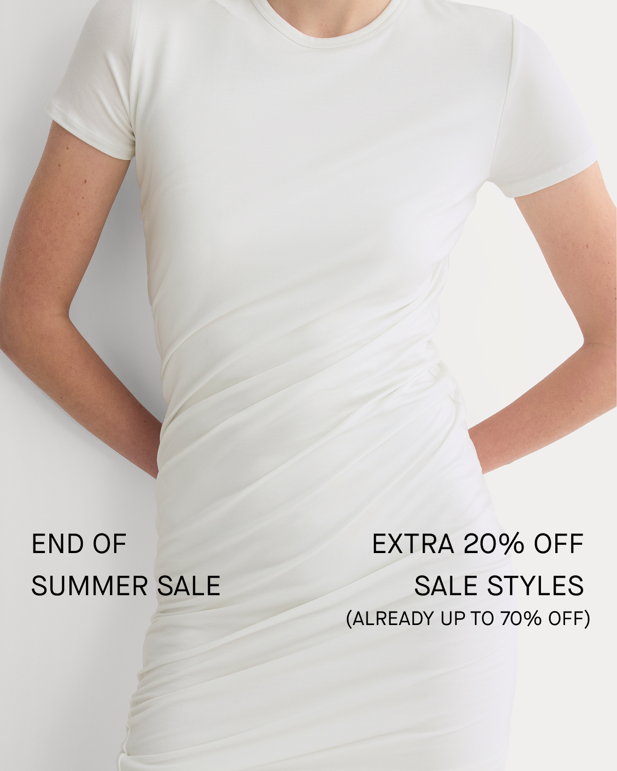 Image | End Of Summer Sale | Extra 20% Off Sale Styles (Already Up To 70% Off) | Model in Twisted Short-Sleeve Crew Dress | Bone