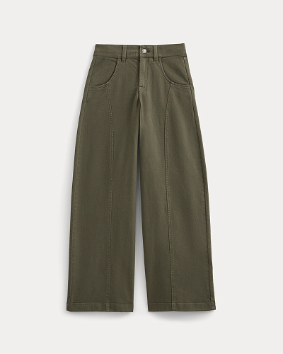 Image | Utility Seamed Wide-Leg Pant |Olive Night