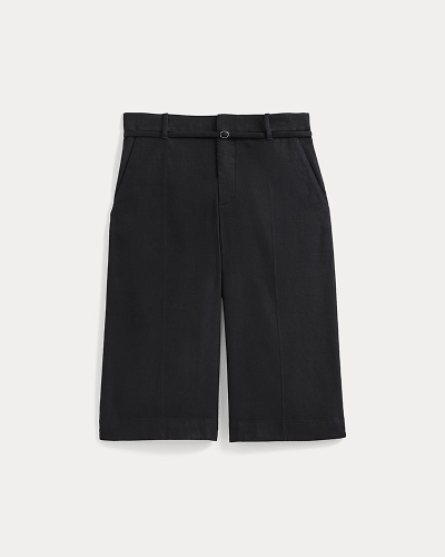 Image | Long Tailored Short in Stretch Linen | Black