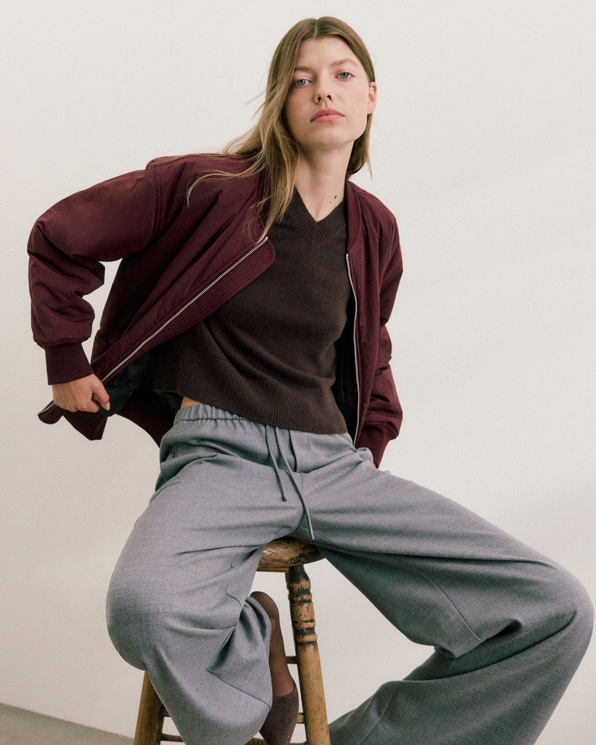 Image | ReNew Oversized Puffer Bomber | Deep Plum