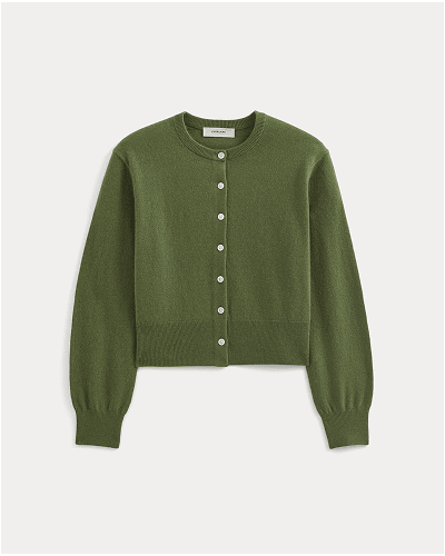 Image | Cashmere Cropped Cardigan | Forest Green