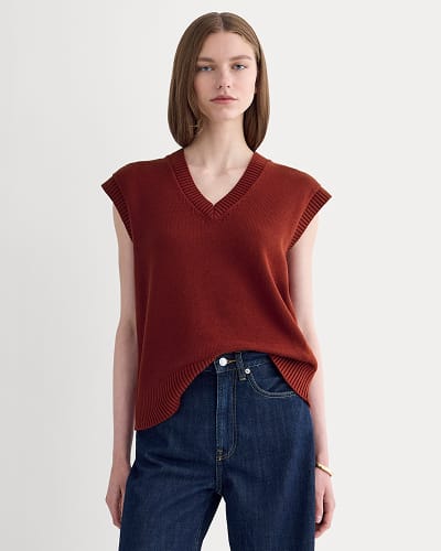Image | The Boxy Vest in Everyday Cotton | Merlot
