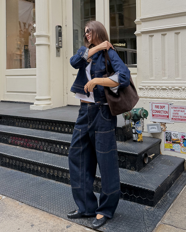 Image | @sofiacretaro | Pull-On Carpenter Jean in Dark Indigo | Denim Chore Jacket in Dark Indigo 