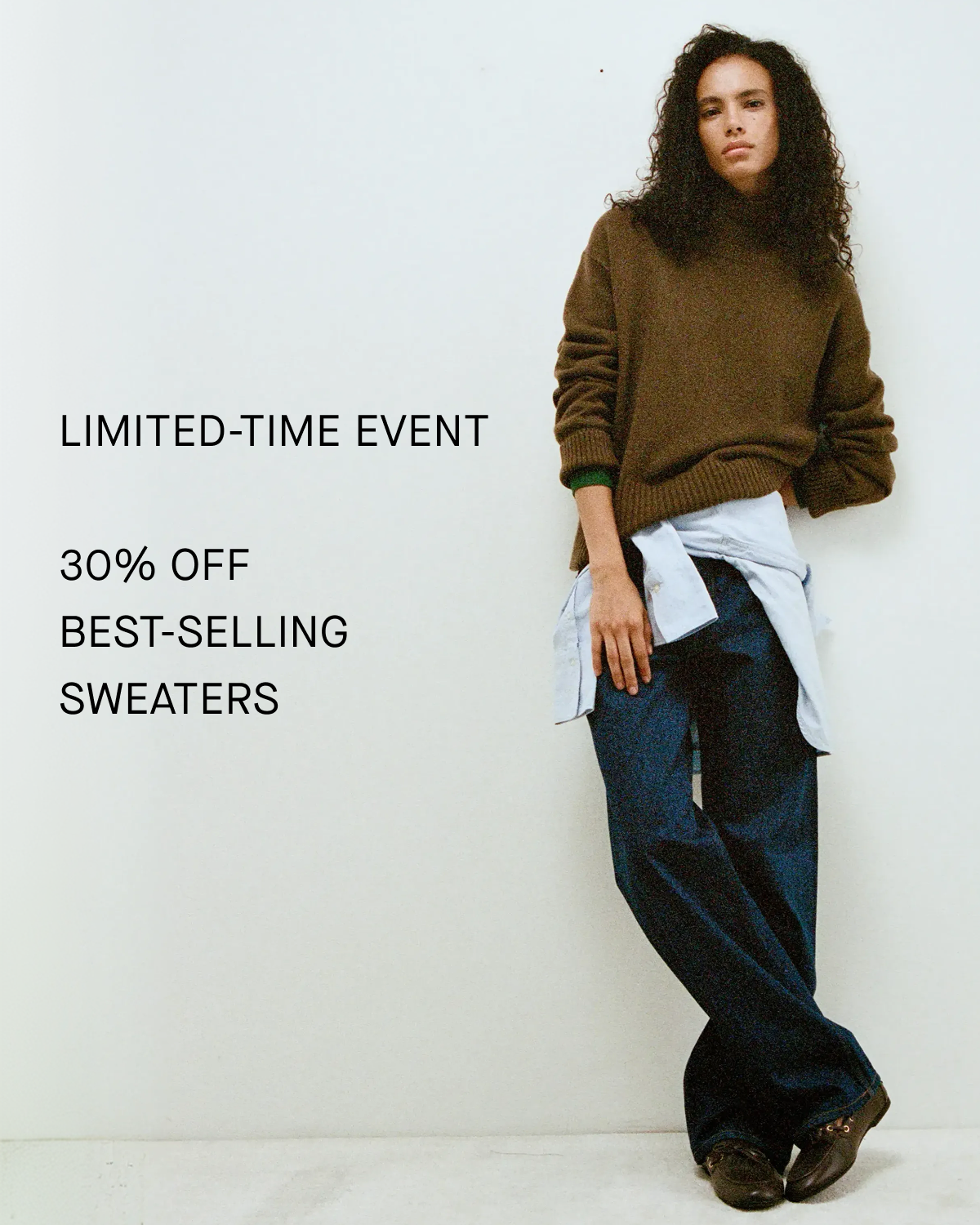 Image | Limited-Time Event | 30% Off Best-Selling Sweaters | Model wearing | Model wearing The Boxy Turtleneck in Cashmere in Cocoa