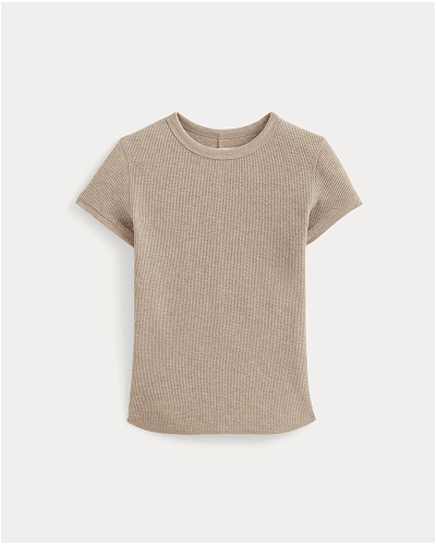 Image | Shrunken Tee in Cozy Waffle | Heathered Oatmeal