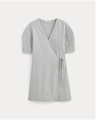 [Image]The Seersucker Mini Wrap Dress | Dutch Blue / Natural