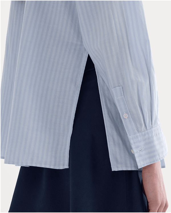 Image | The Pleated Shirt in Silky Cotton | Forever Blue / Optic White