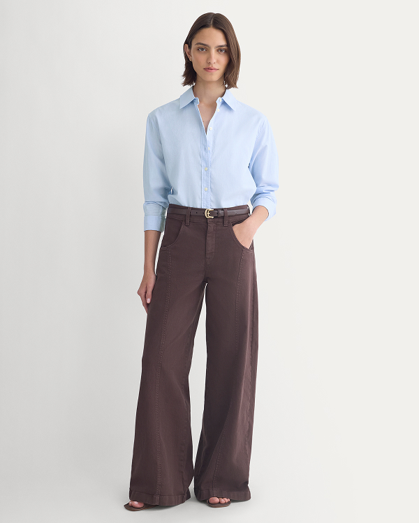 Image | Model in Utility Seamed Wide-Leg Pant | Coffee Bean 