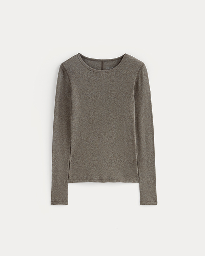 Image | The Luxe Rib Long-Sleeve Crew | Washed Heathered Fatigue